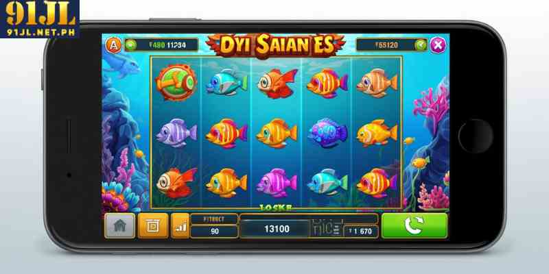 Mobile casino fishing game interface on smartphone